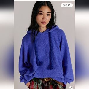 NWOT Free People Looped In Hoodie Blue Iris